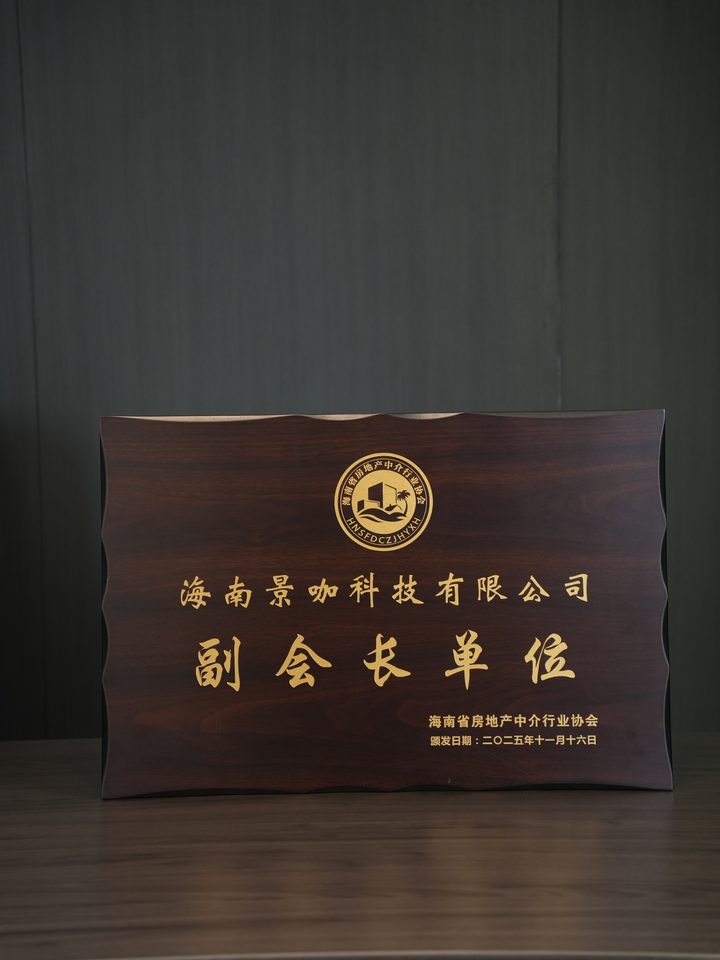 海南省房地产中介行业协会副会长单位牌匾